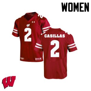 Women's Wisconsin Badgers NCAA #2 Jonathan Casillas Red Authentic Under Armour Stitched College Football Jersey XB31O51HW